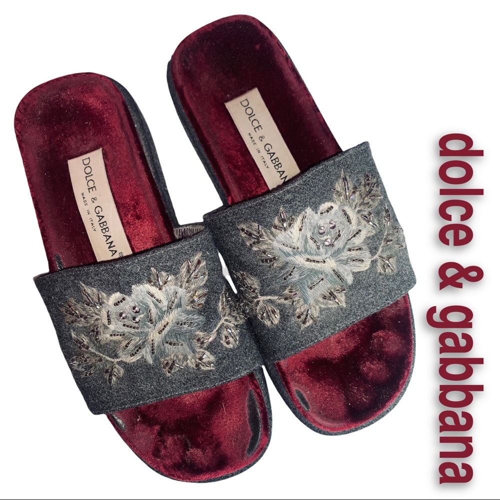Dolce & Gabbana Slides - Velvet, Flannel, Embroidered and Beaded.
